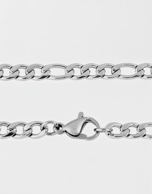 Bijoux American Eagle Polished Stainless Steel Figaro Chain Necklace Argent Homme | NVD-20727146